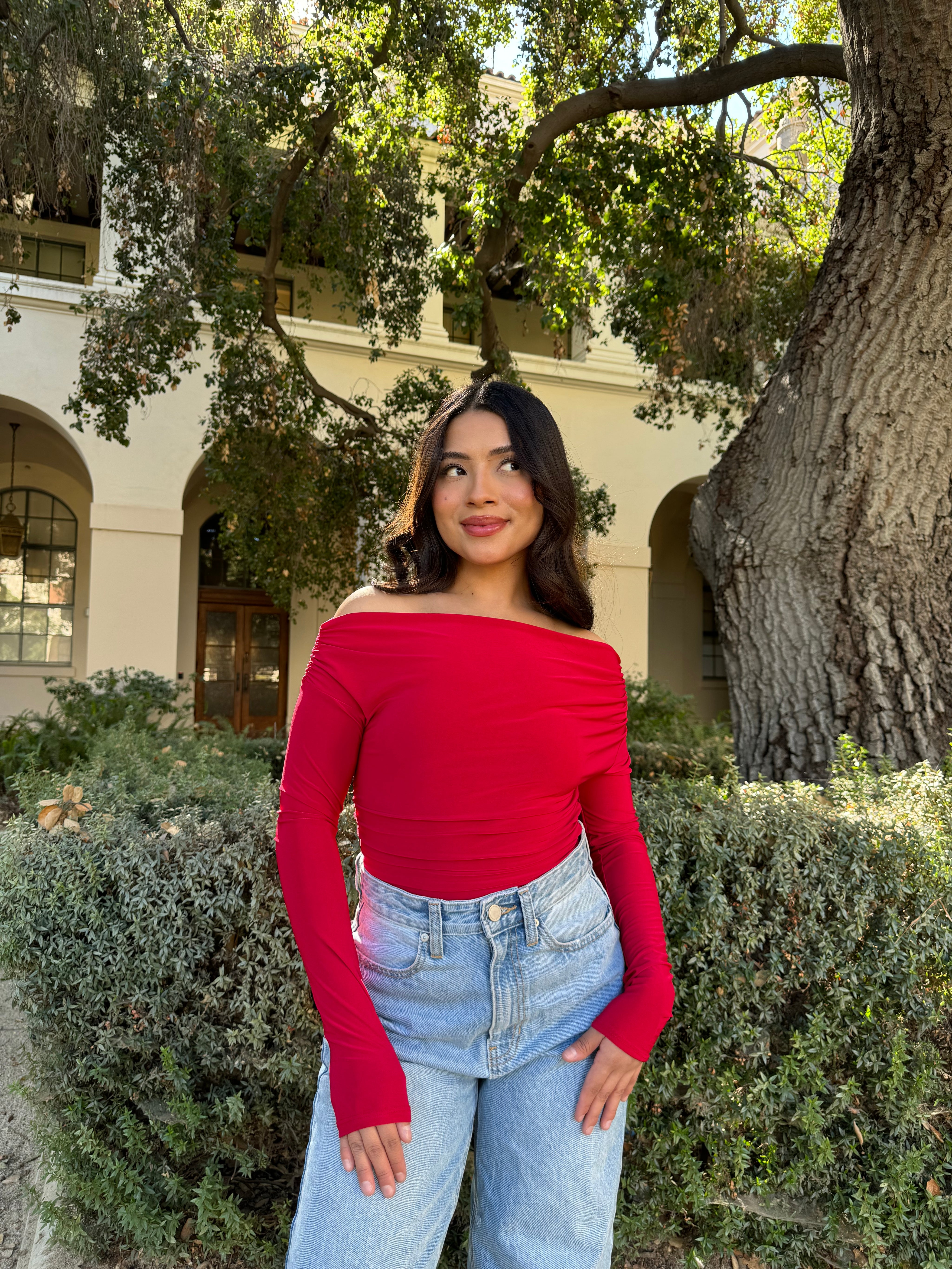 Love Letter Off the Shoulder Long Sleeve (Red)