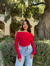 Love Letter Off the Shoulder Long Sleeve (Red)