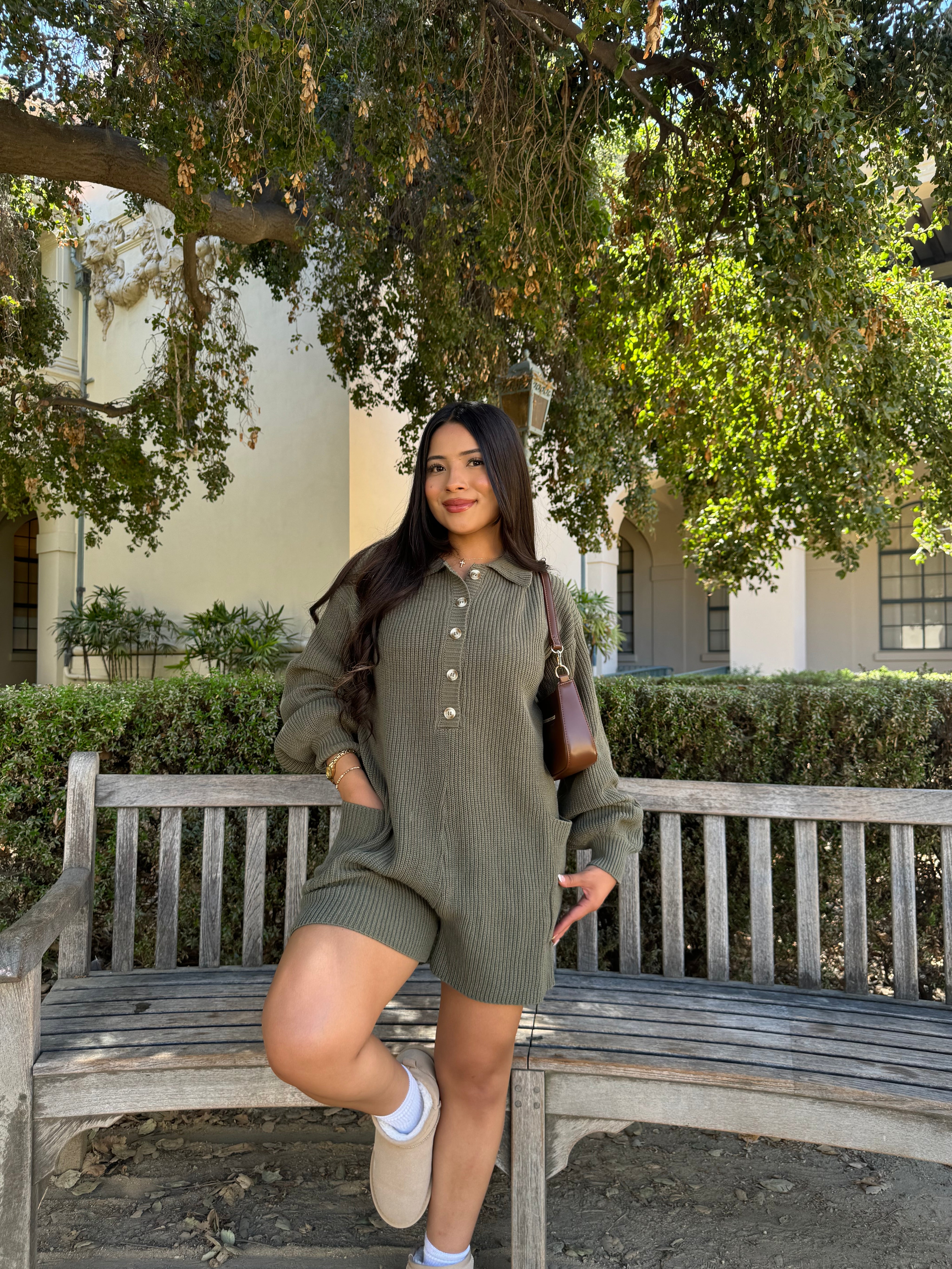 She's a Keeper Knit Romper (Olive)