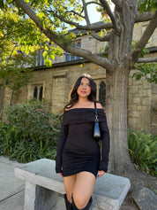 Love Language Off the Shoulder Dress (Black)