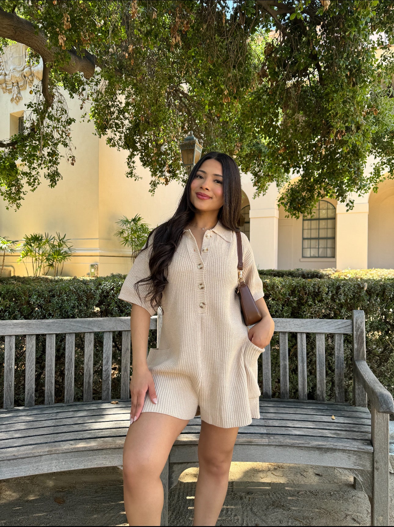 She's a Keeper Knit Romper Short Sleeve (Oatmeal)
