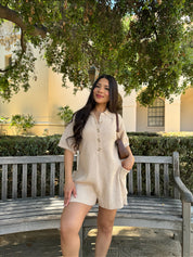 She's a Keeper Knit Romper Short Sleeve (Oatmeal)
