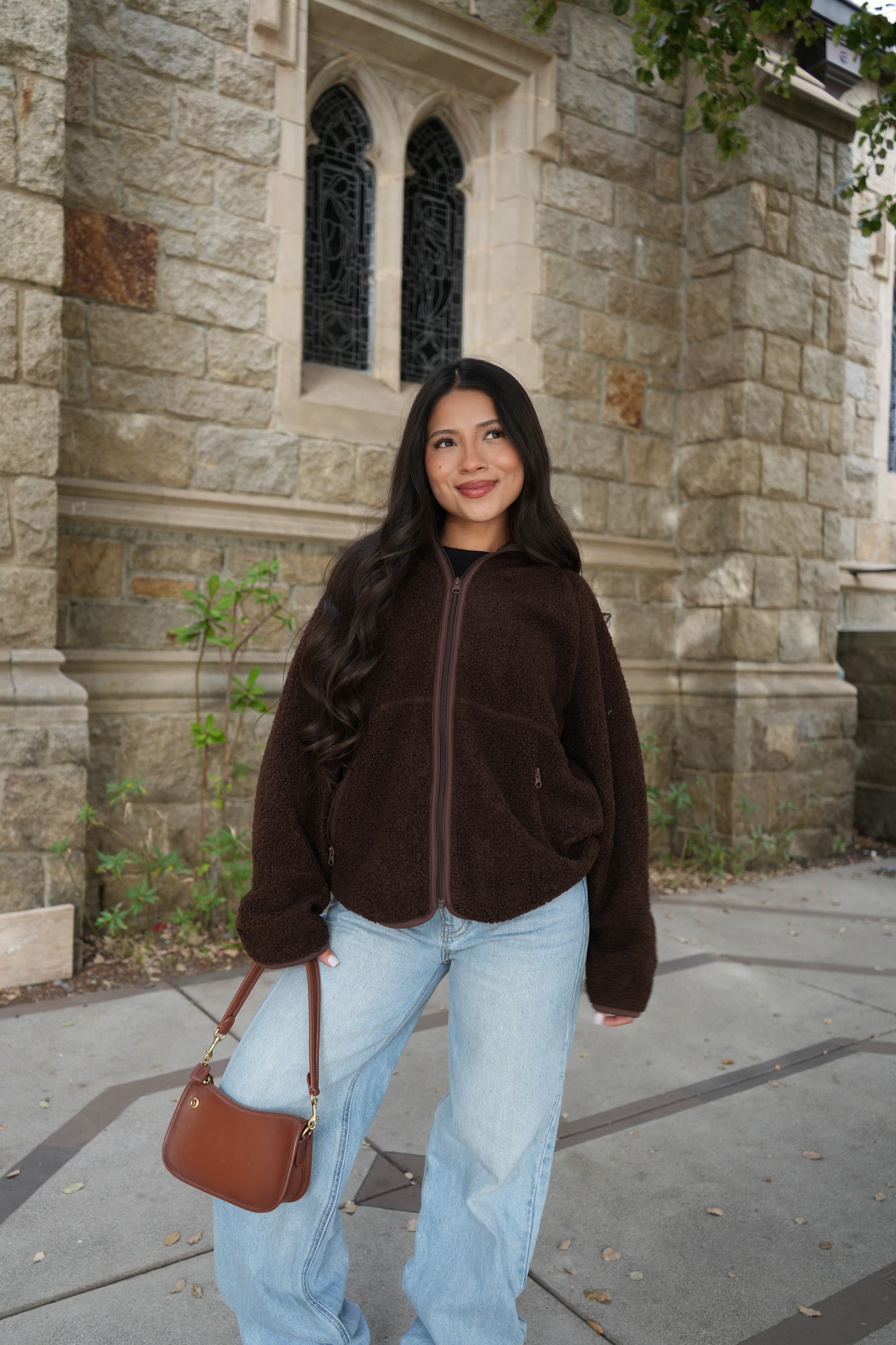 Warm Oat Sherpa Jacket (Brown)