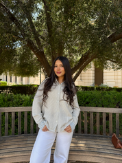 Linen Long Sleeve ( Blue & White)