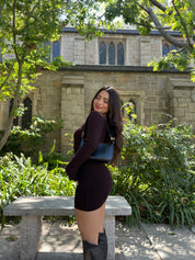Bejeweled Knit Dress(Espresso)
