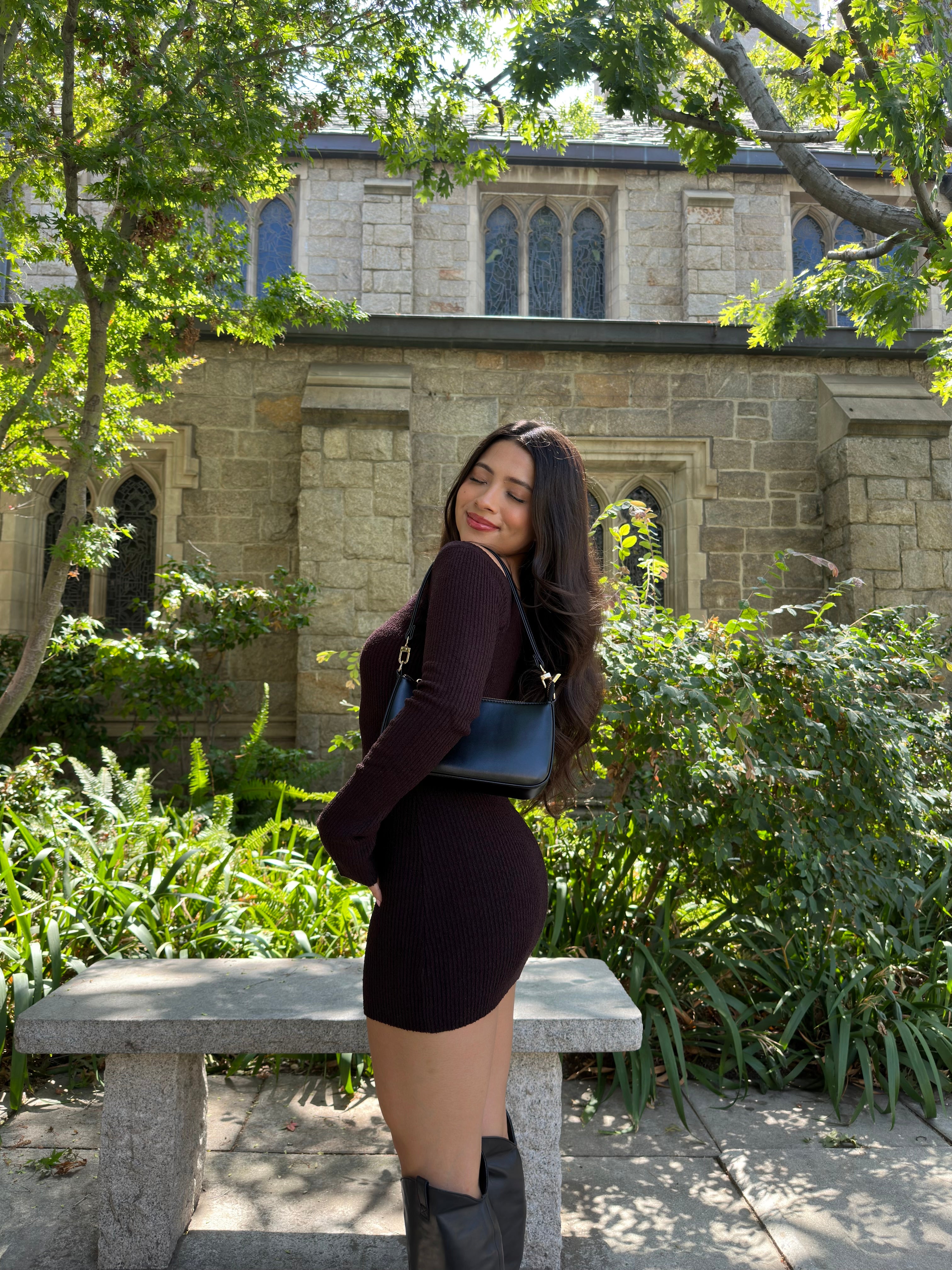 Bejeweled Knit Dress(Espresso)
