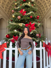 Butter Off the Shoulder Long Sleeve (Mocha)