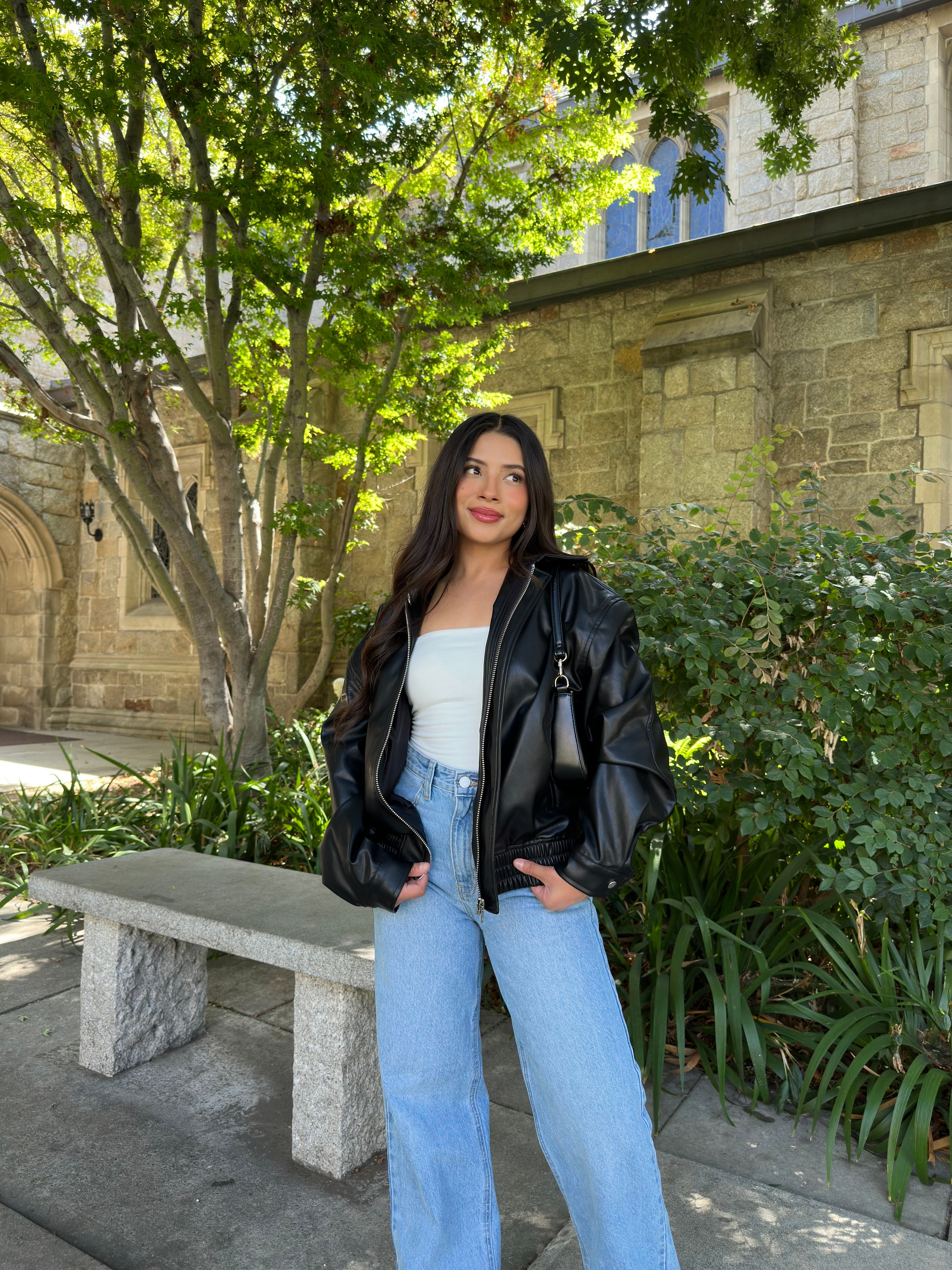 Front Row Leather Bomber Jacket