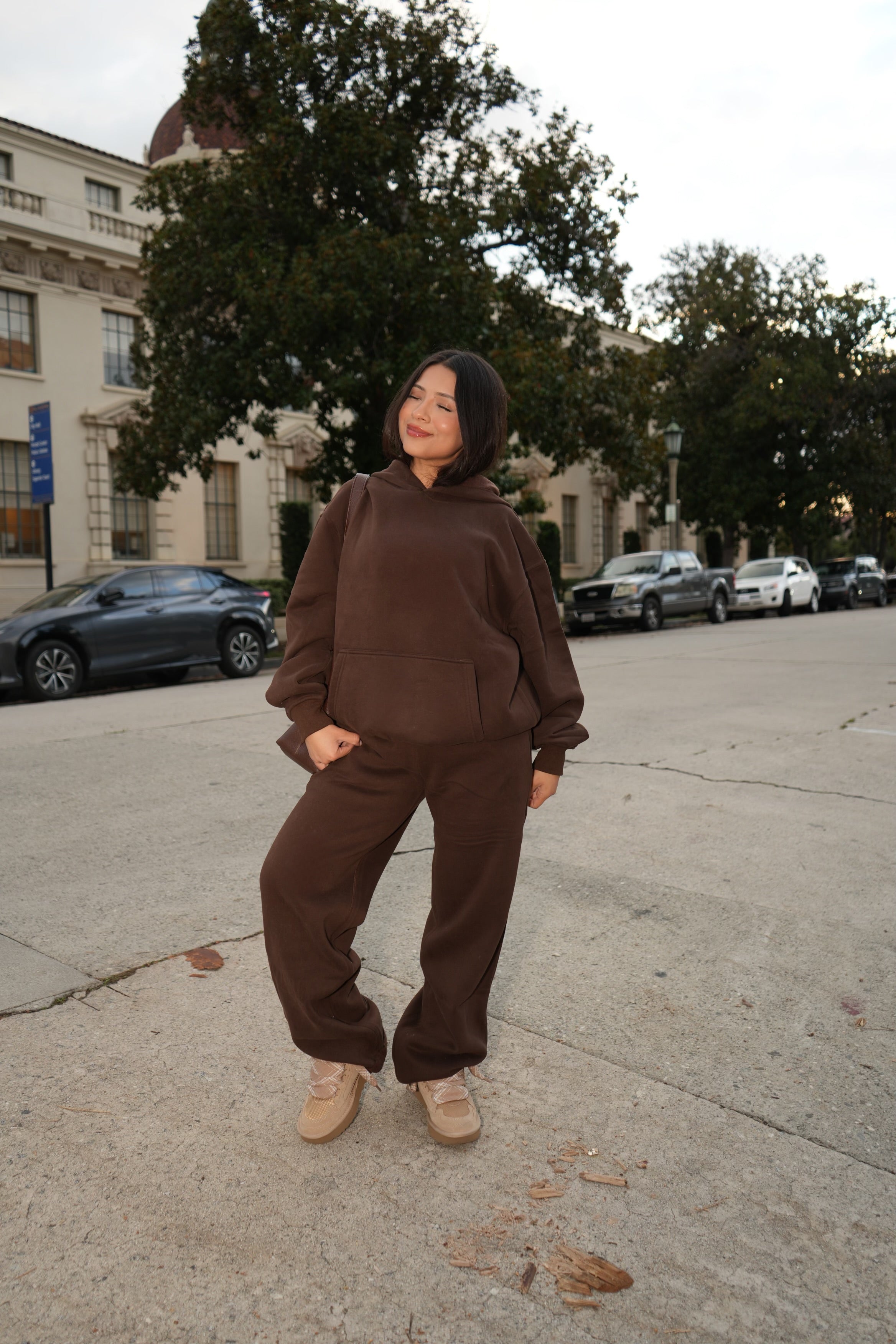 Serene Fleece Hoodie (Dark Brown)