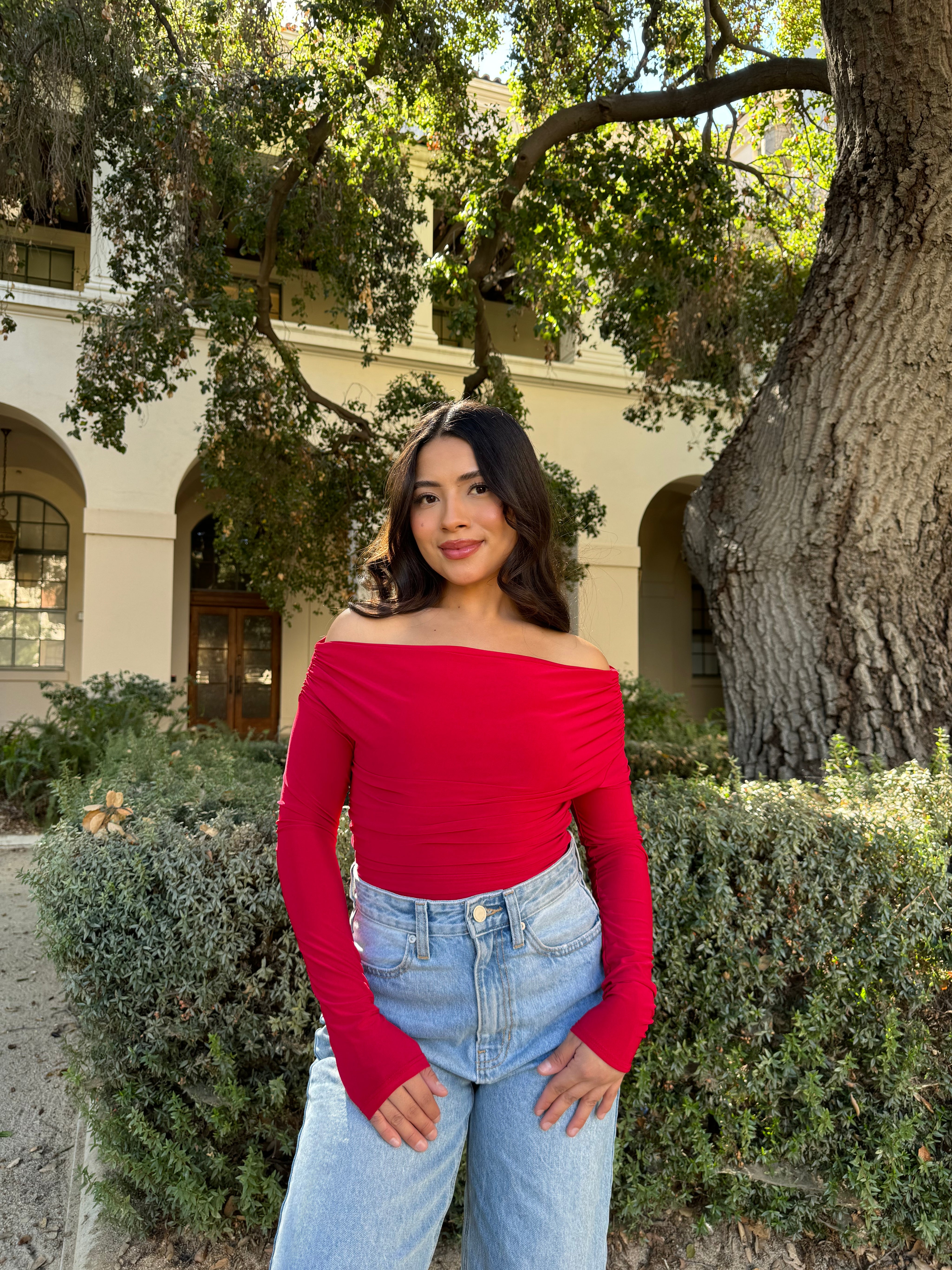 Love Letter Off the Shoulder Long Sleeve (Red)