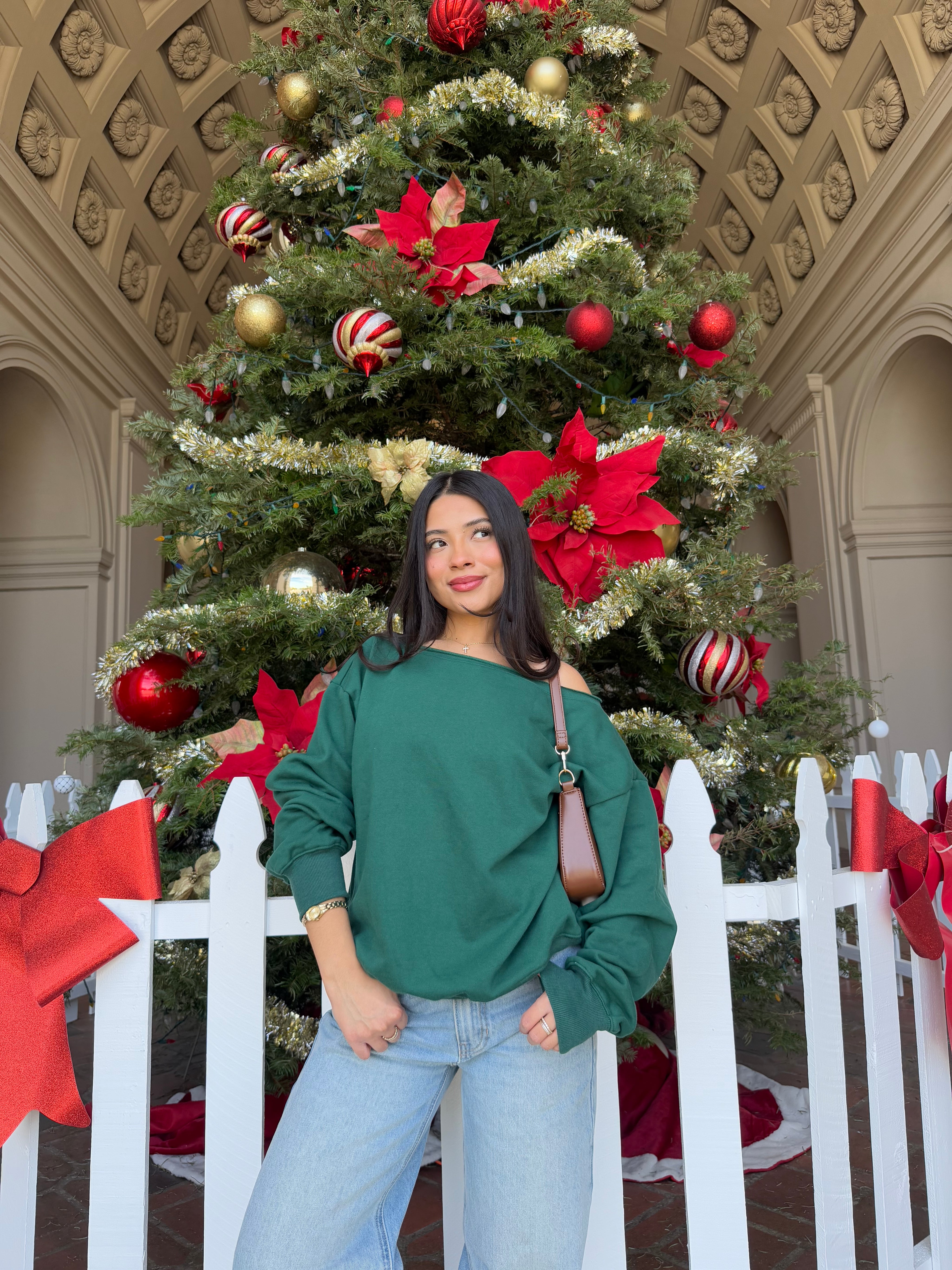 Sweetheart Off the Shoulder Sweater (Hunter)