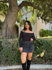 Butter Off the Shoulder Long Sleeve (Onyx)