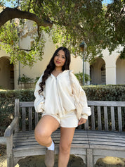 Simple Things Zip Up Oversized Hoodie (Ecru)