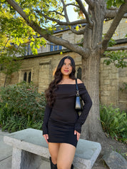Love Language Off the Shoulder Dress (Black)