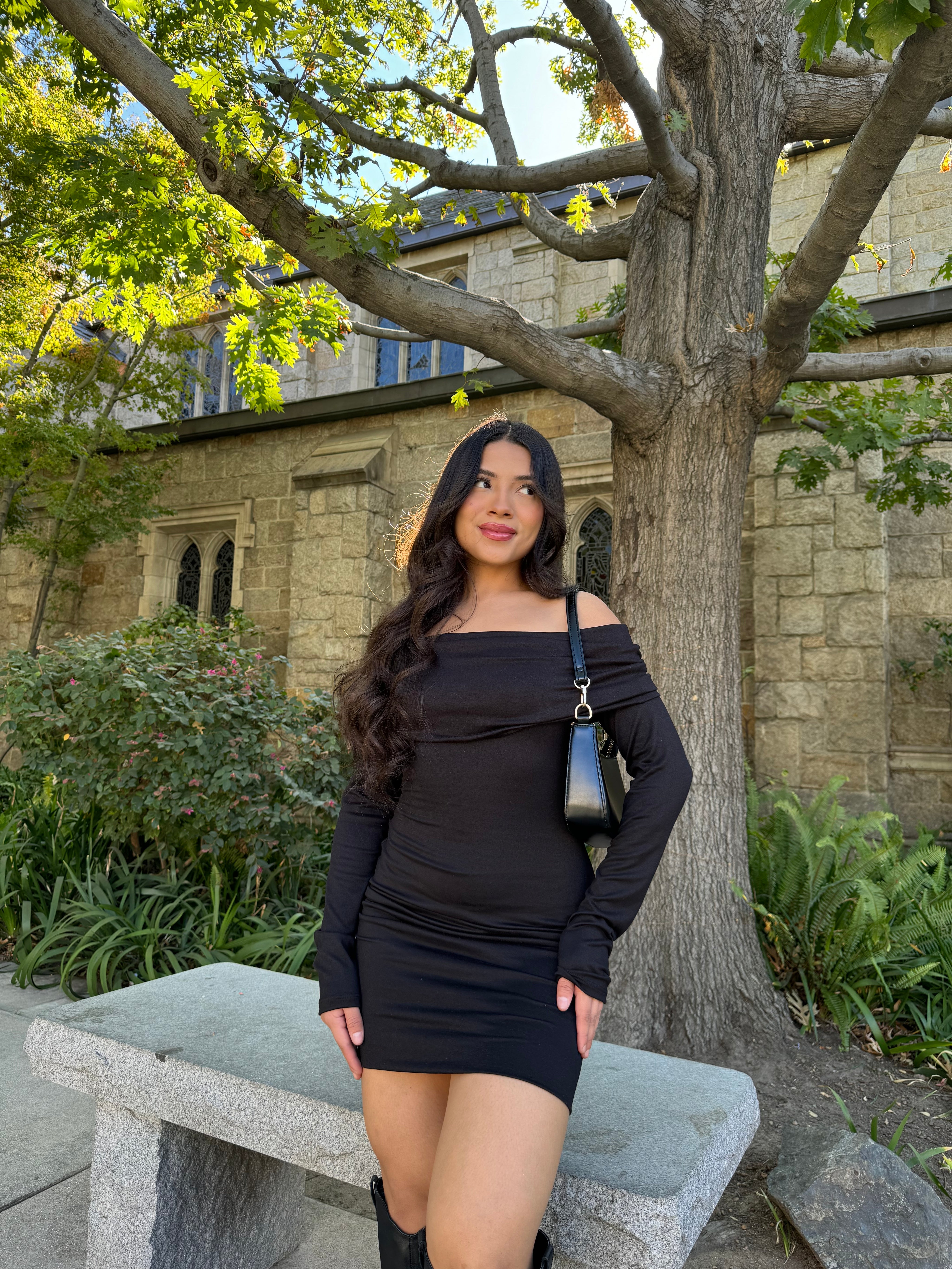 Love Language Off the Shoulder Dress (Black)