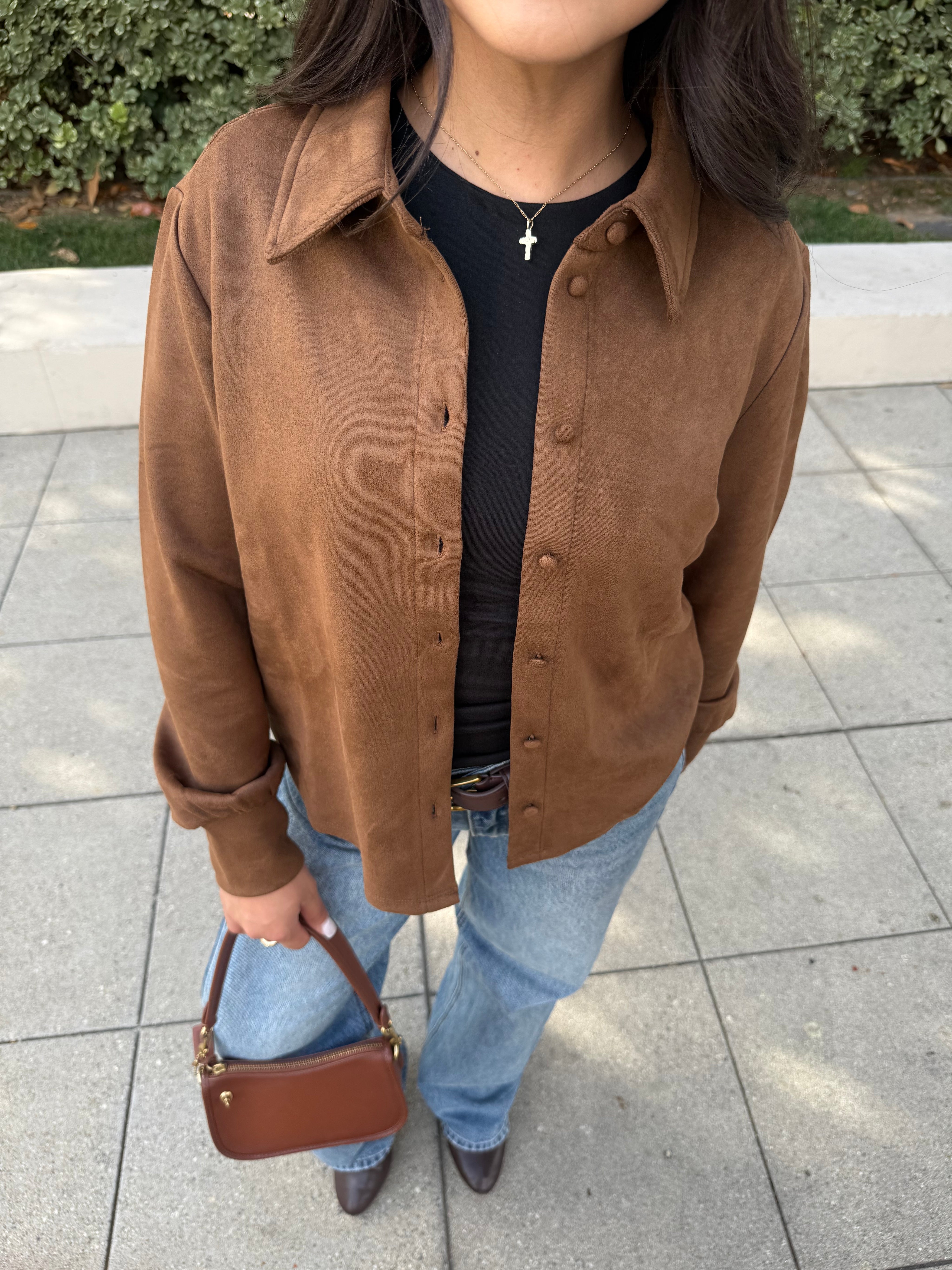 Evening Suede Button Up Jacket