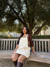 Brooke Corduroy Overall Dress (Cream)