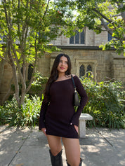 Bejeweled Knit Dress(Espresso)