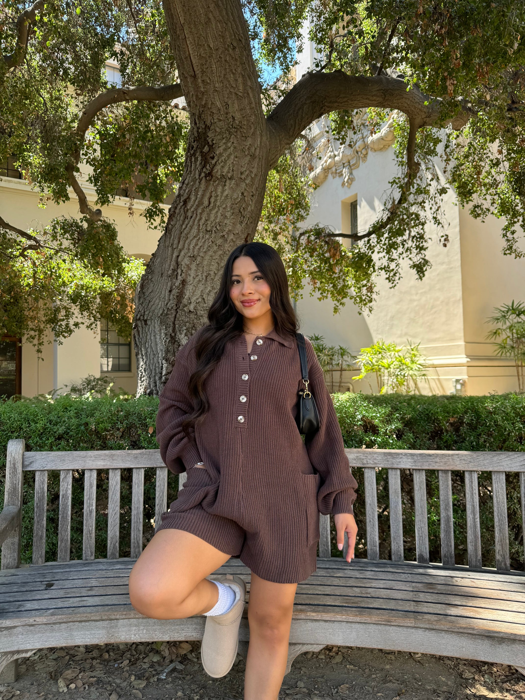 She's a Keeper Knit Romper (Chocolate Brown)