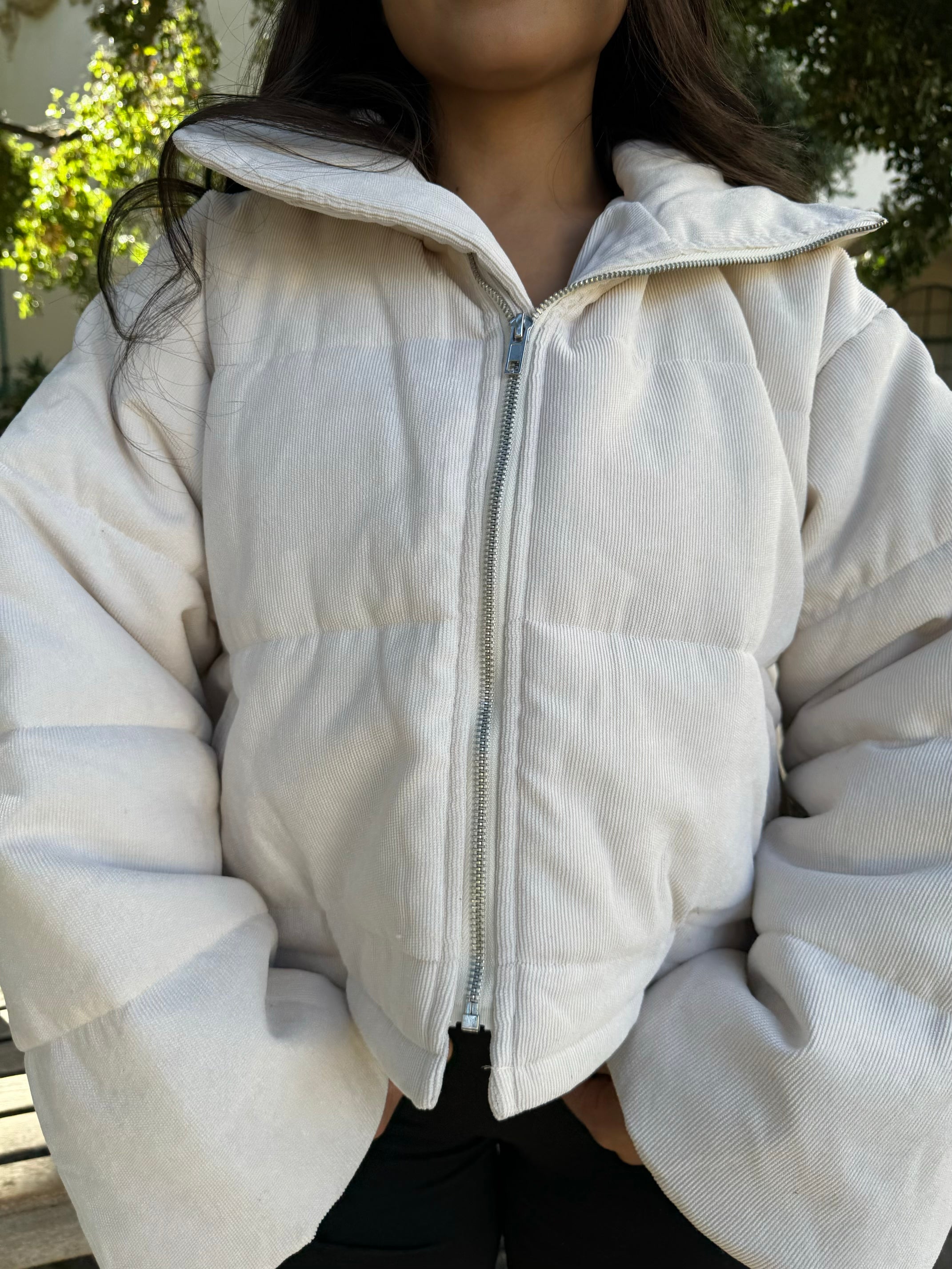Sweet Cream Corduroy Puffer Jacket