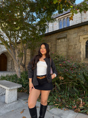 Everyday Mini Skort (Black Denim)