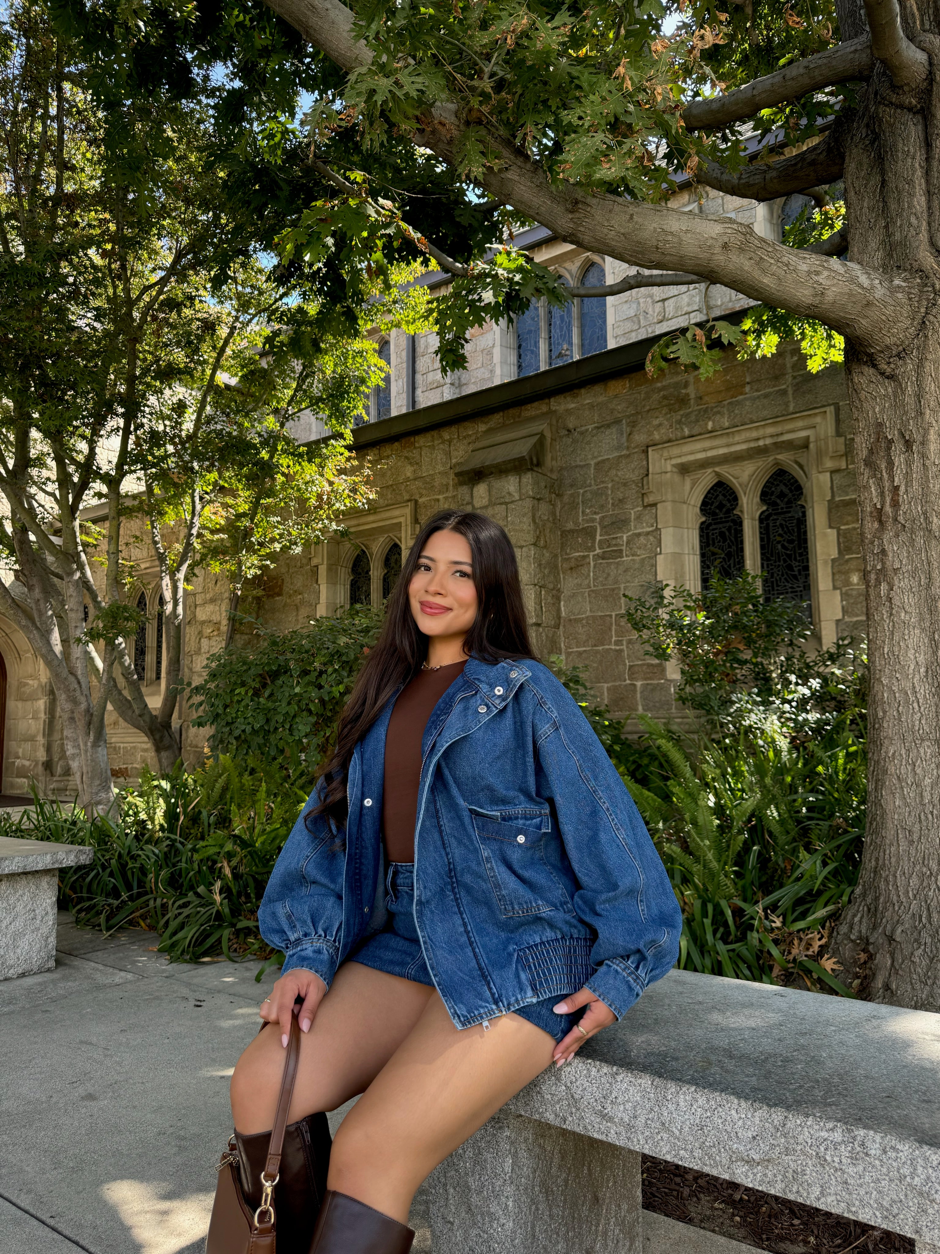 Jade Denim Bomber Jacket