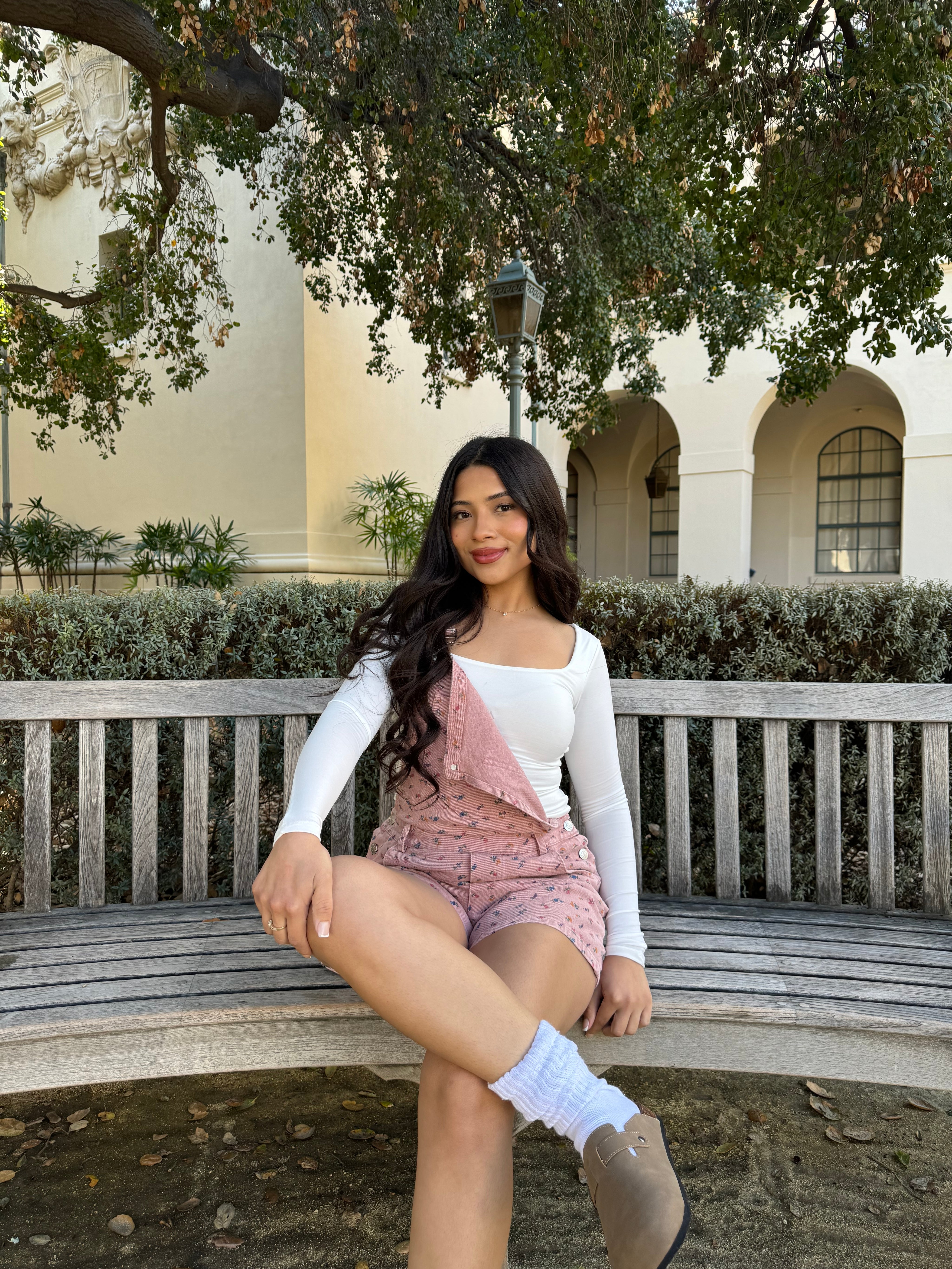 Flower Blossoms Denim Short Overalls