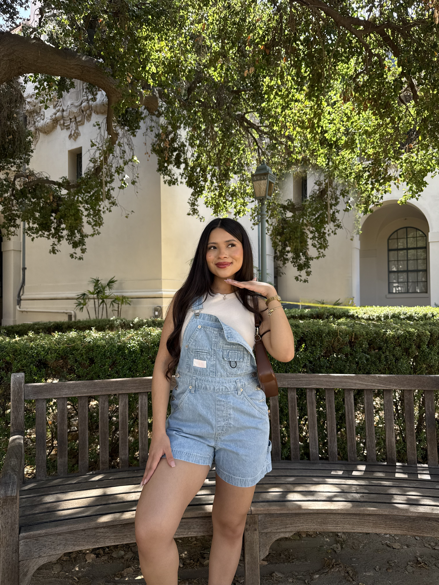 Soft Hour Short Overalls (Light Vintage Denim)