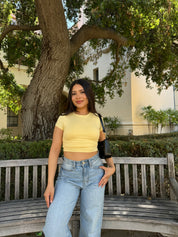 Butter Short Sleeve Cropped (Baby Yellow)