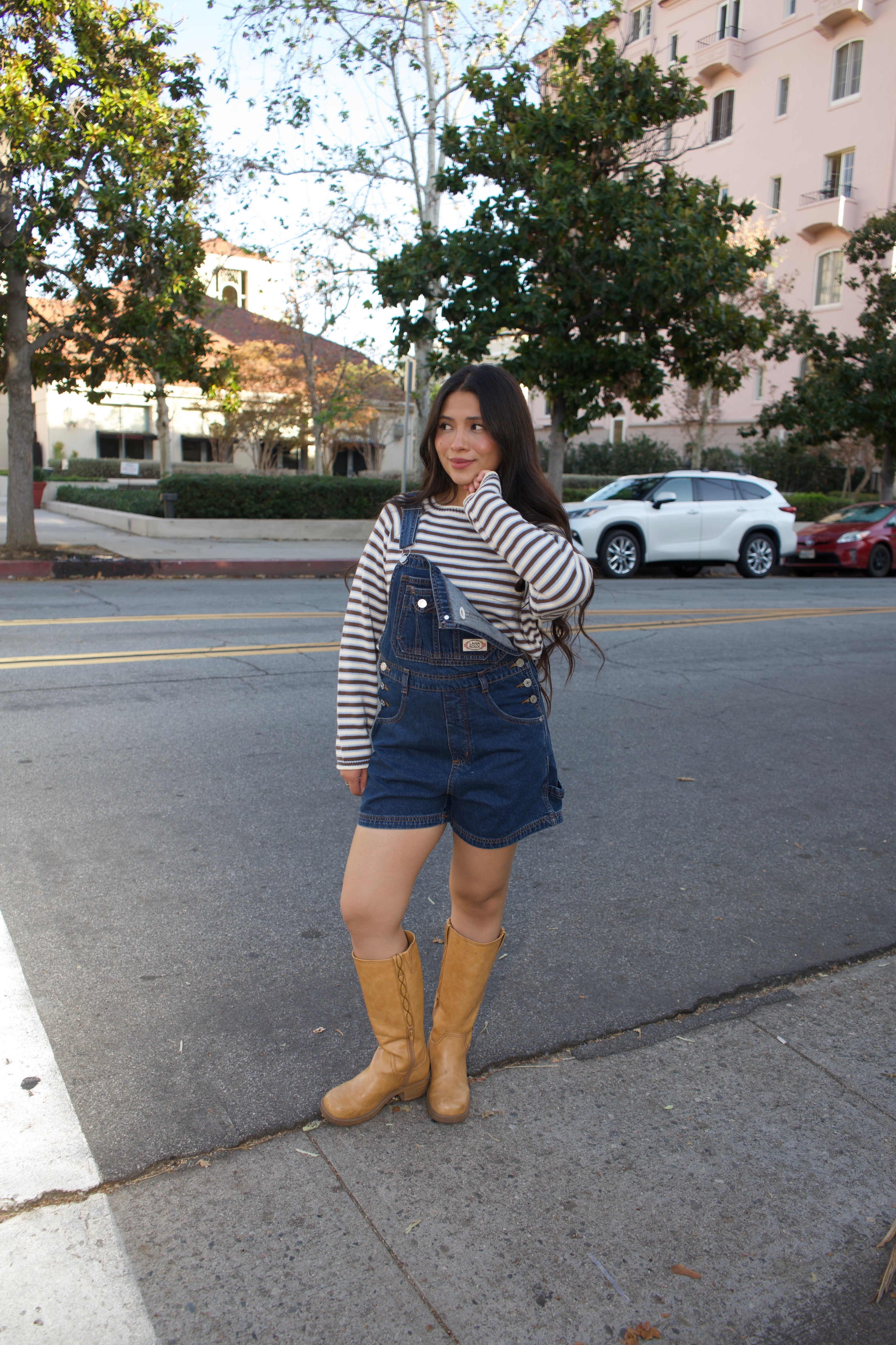 Denim Dreams Cargo Short Overalls (Dark Denim)