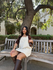 Brooke Corduroy Overall Dress (Cream)