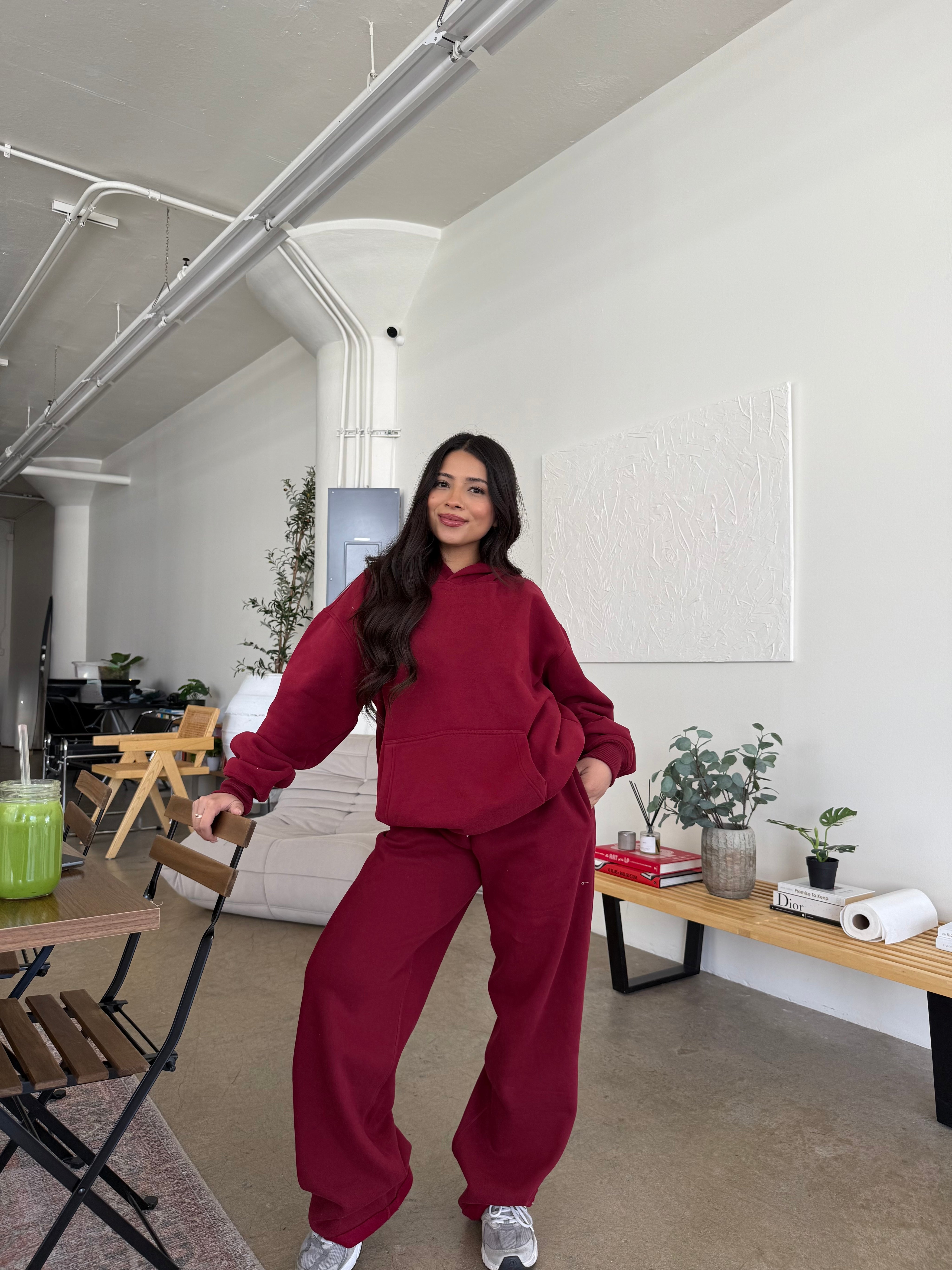 Serene Fleece Sweatpants (Cranberry)