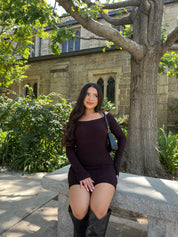 Bejeweled Knit Dress(Espresso)