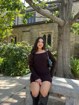 Bejeweled Knit Dress(Espresso)