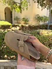 Boston Suede Clogs (Light Taupe)