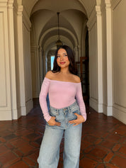 Butter Off the Shoulder Long Sleeve (Pink Rose)