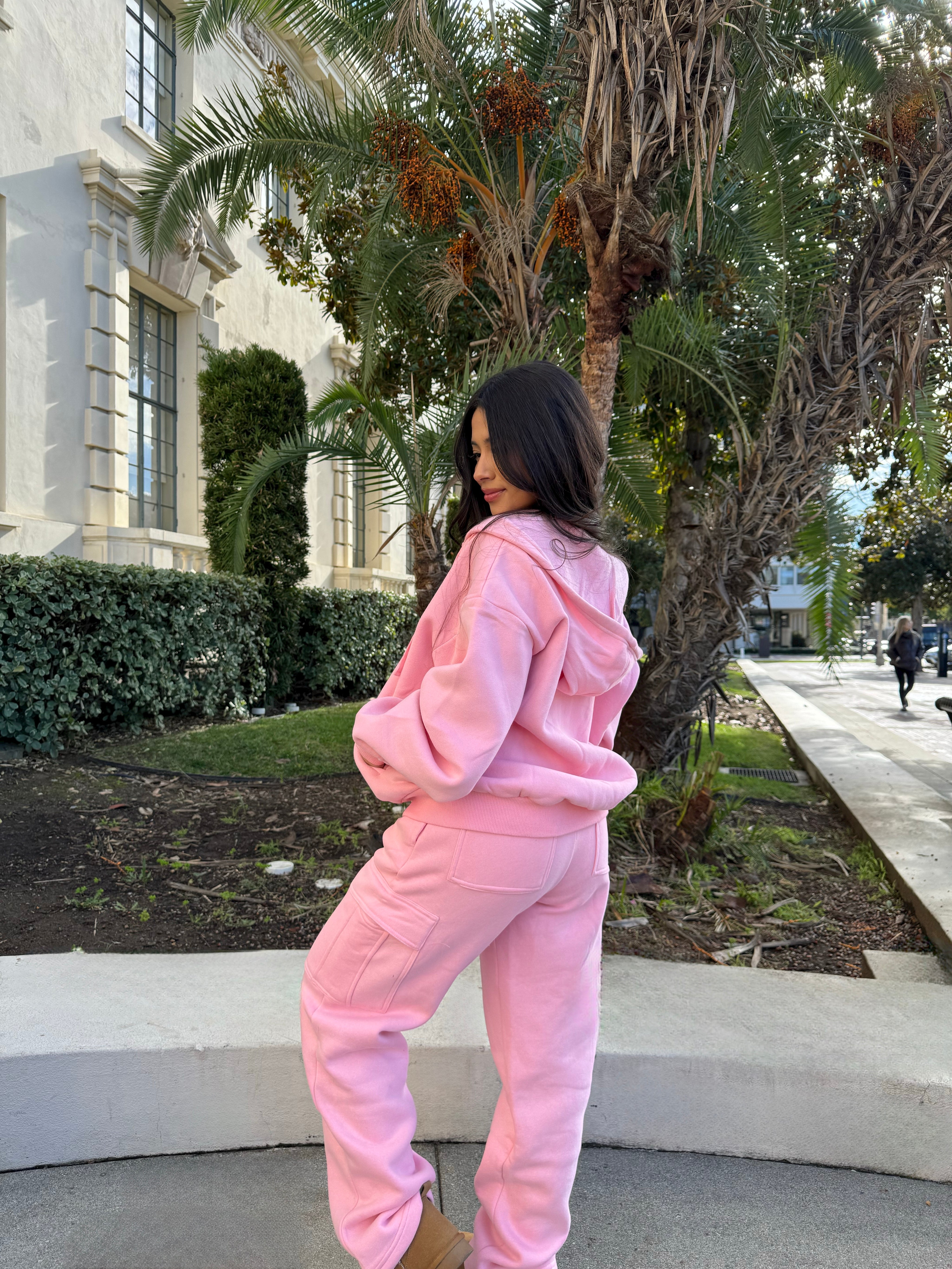 Simple Things Zip Up Oversized Hoodie (Blush)