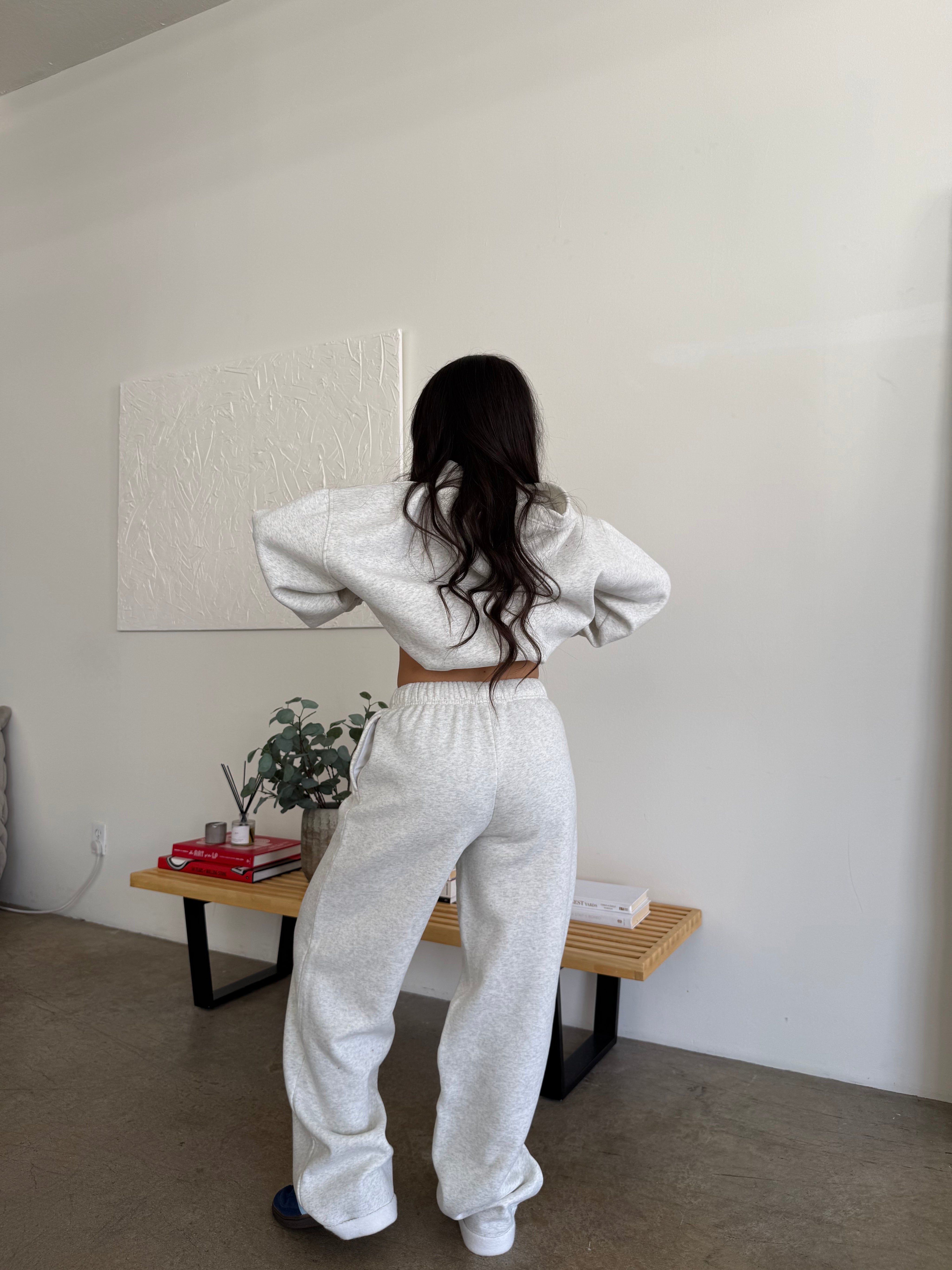 Serene Fleece Sweatpants (Heather White)