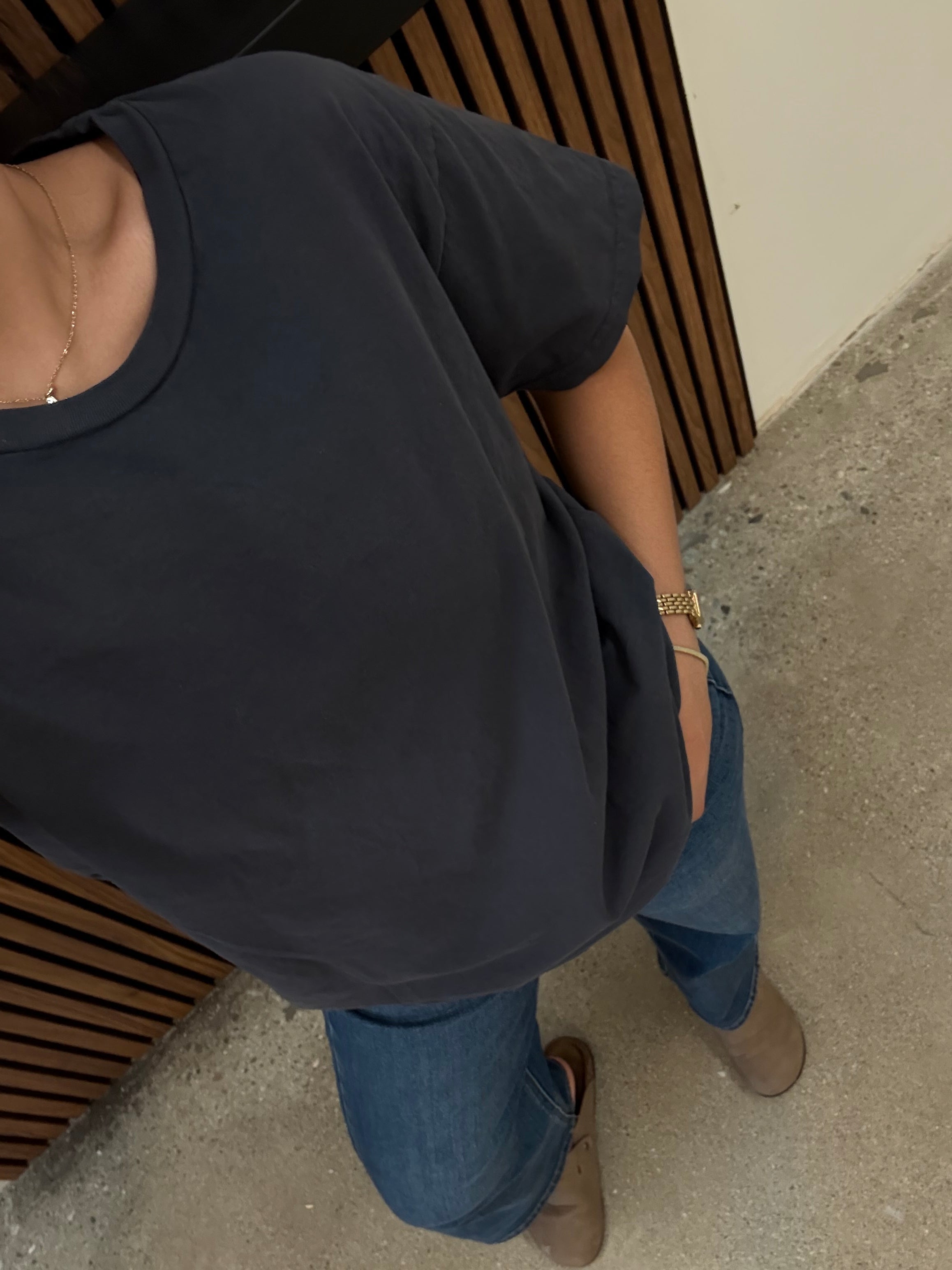 Canvas Cotton Boyfriend Tee ( Charcoal)
