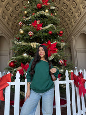 Sweetheart Off the Shoulder Sweater (Hunter)