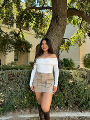 Butter Off the Shoulder Long Sleeve (White)