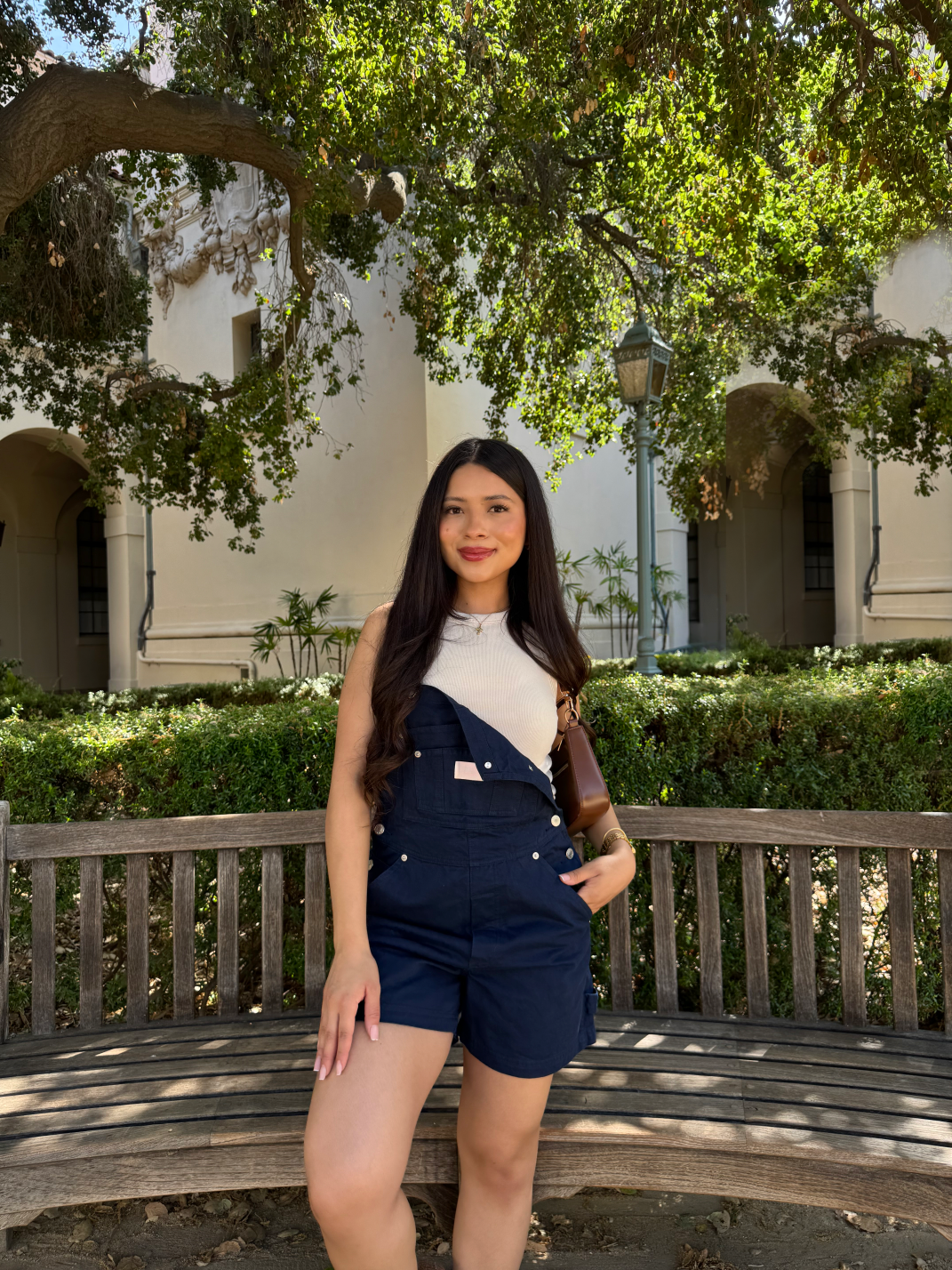 Soft Hour Short Overalls Navy Denim)
