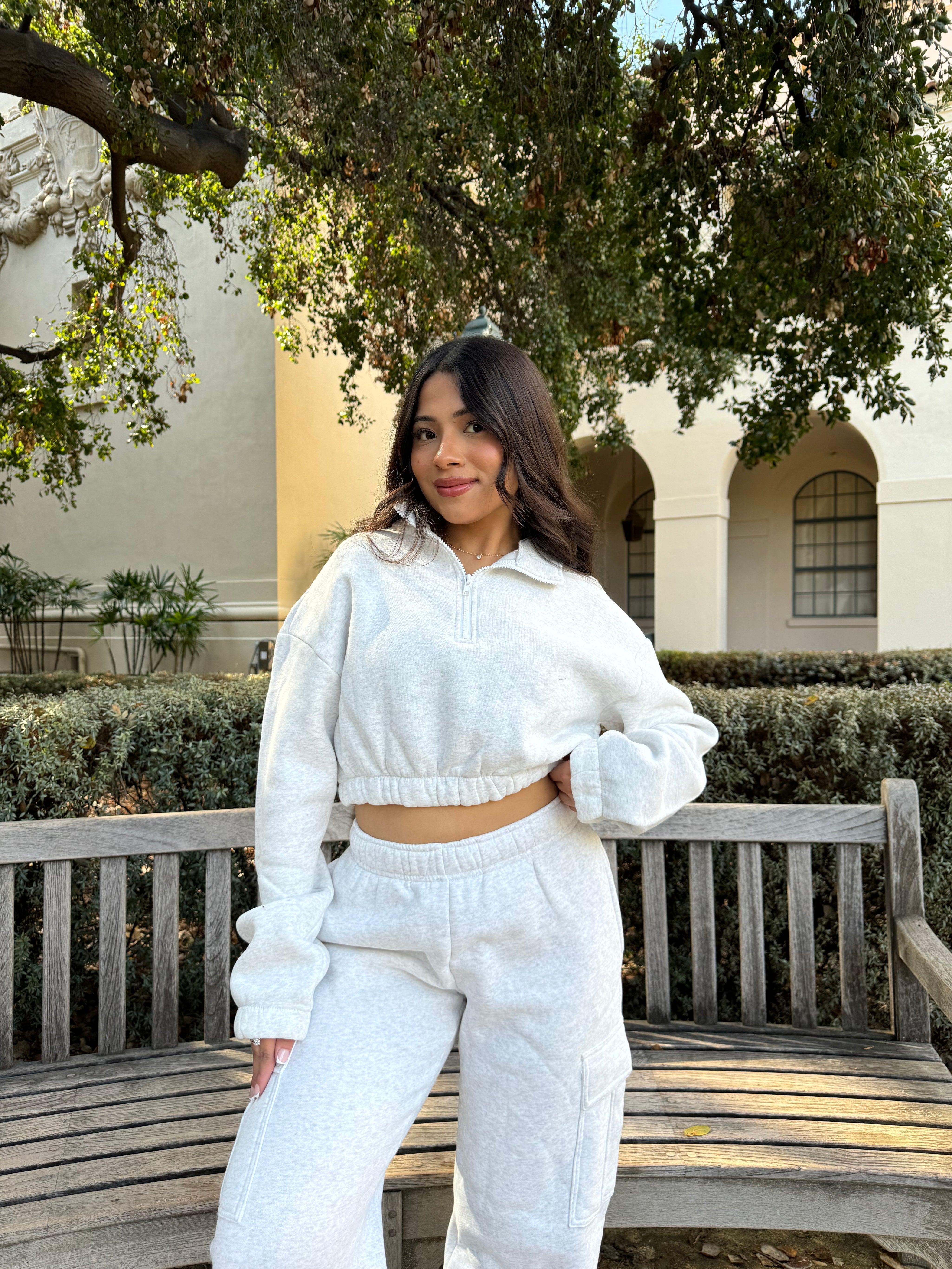 Simple Things Quarter Zip Up (Heather White)