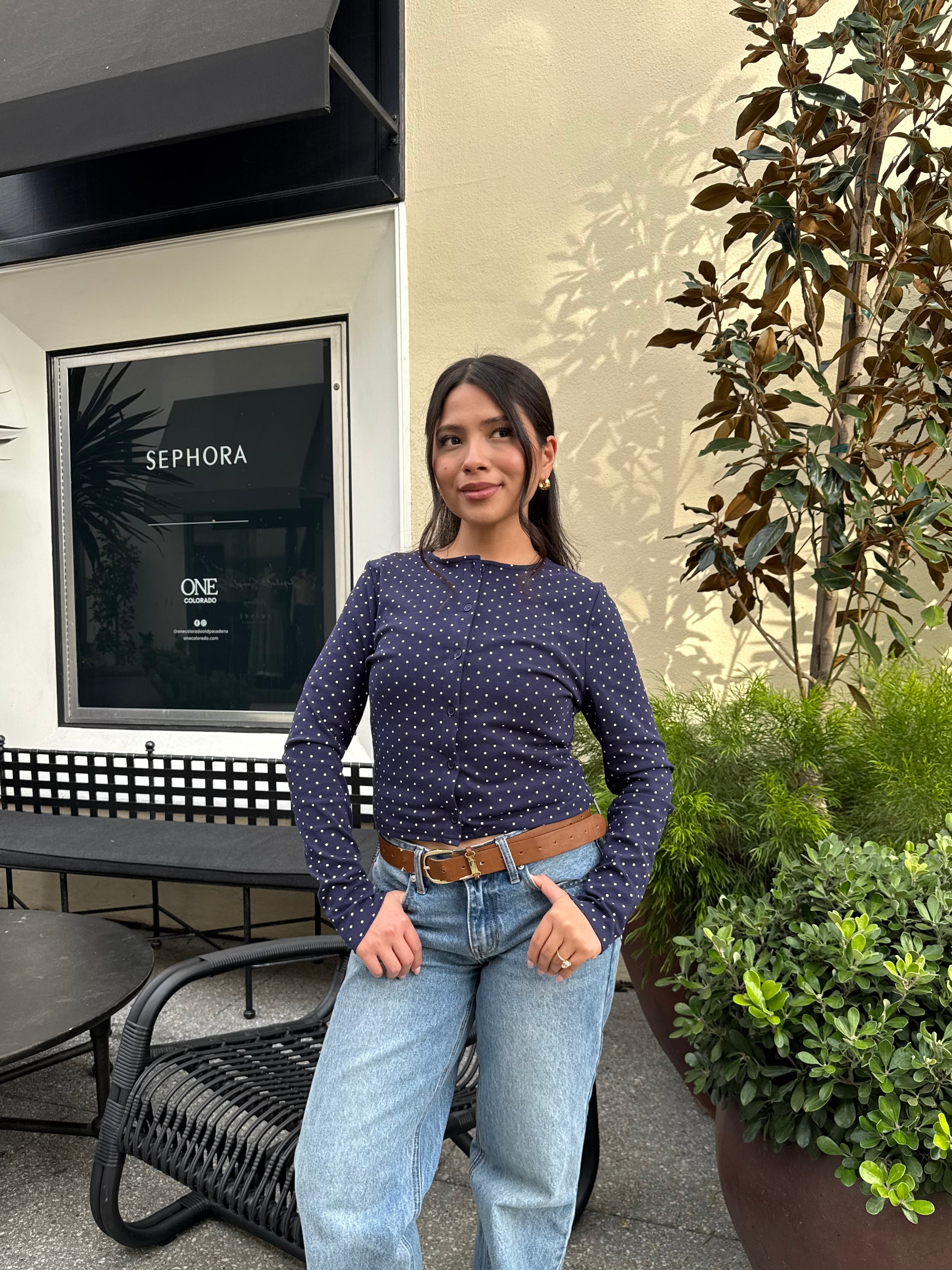 Sweet Navy Polka Cardigan (Matching Headband Included)
