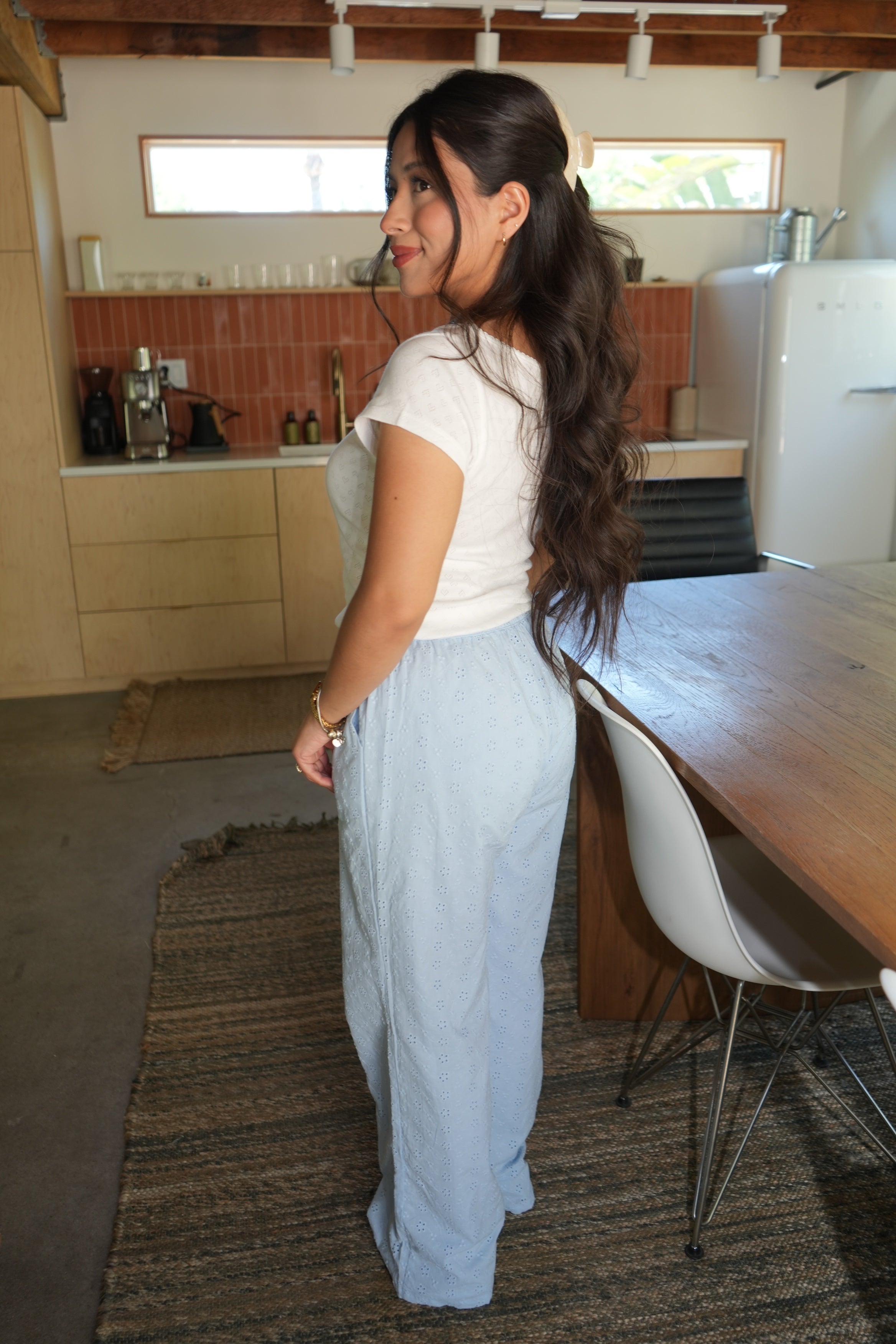 Cove Eyelet Pant (Blue)
