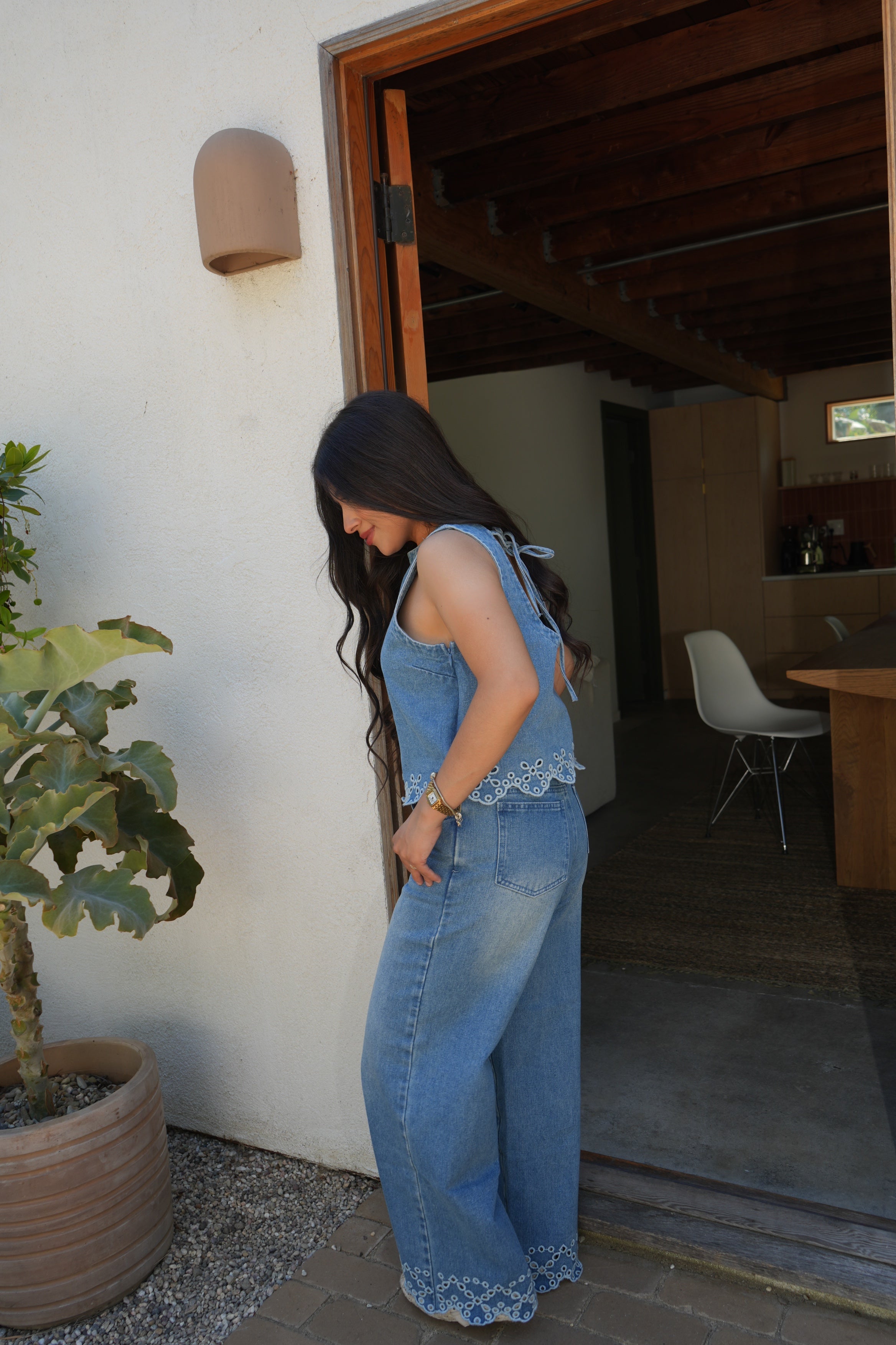 Rowe Eyelet Denim Top