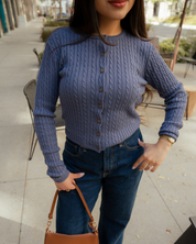 Warm Sugar Knit Cardigan (Dusty Navy)