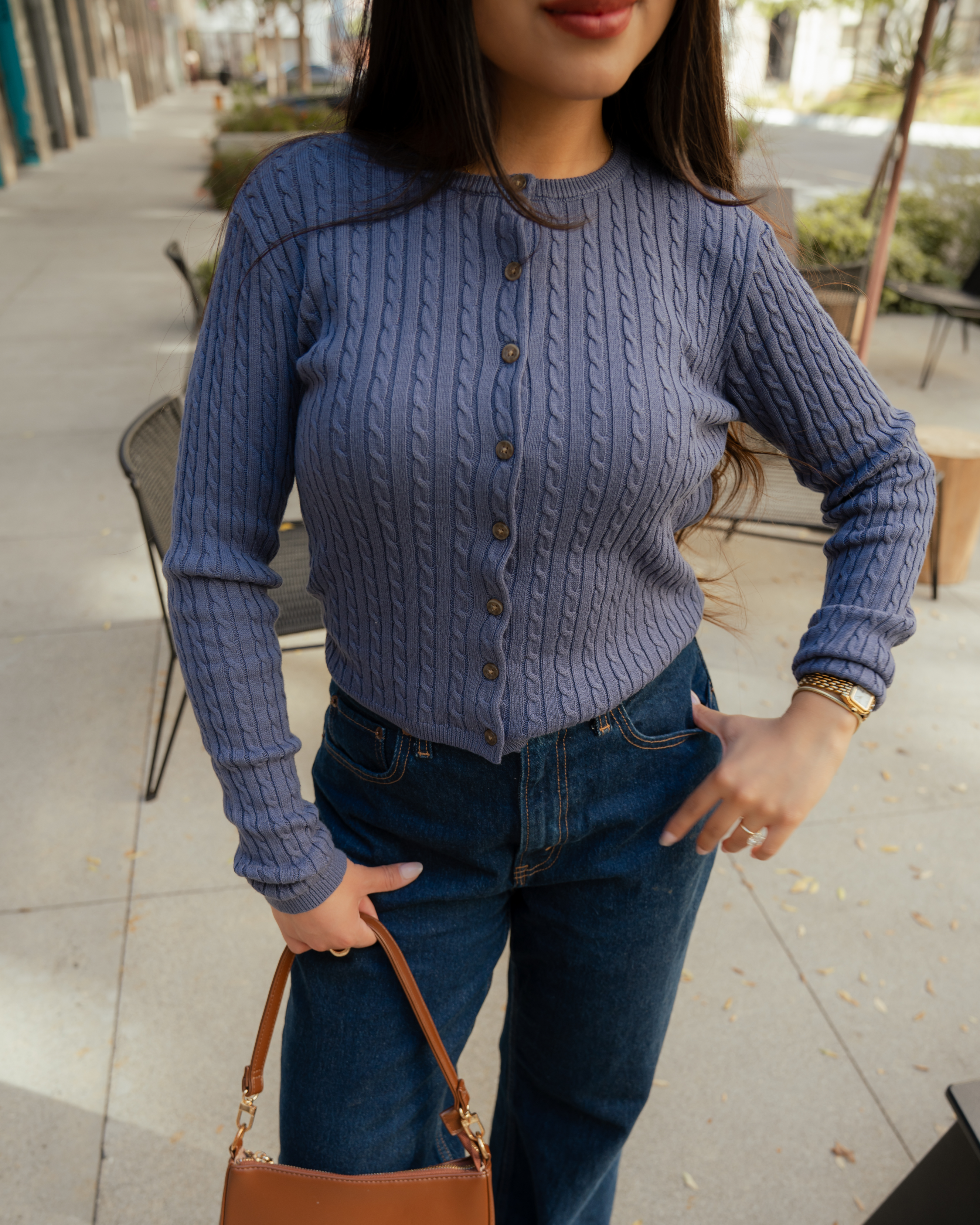 Warm Sugar Knit Cardigan (Dusty Navy)