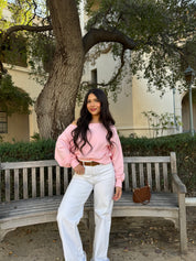 Maple Off the Shoulder Sweater (Baby Pink)
