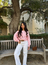 Maple Off the Shoulder Sweater (Baby Pink)